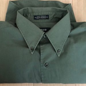 Izod 15.5/34-35 Dark Green Button Dress Shirt